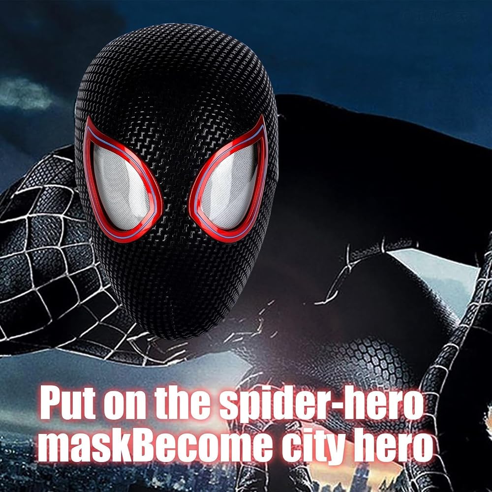 Amazon.co.jp: lulushinyスパイダーヒーローマスク、動く目、快適な